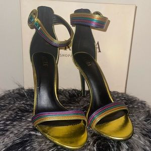 Metallic Rainbow Colored Strappy Heel